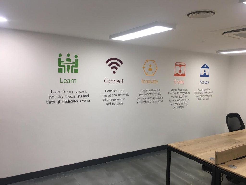 Barclays Bank used a nice variety of colours in their wall graphcis