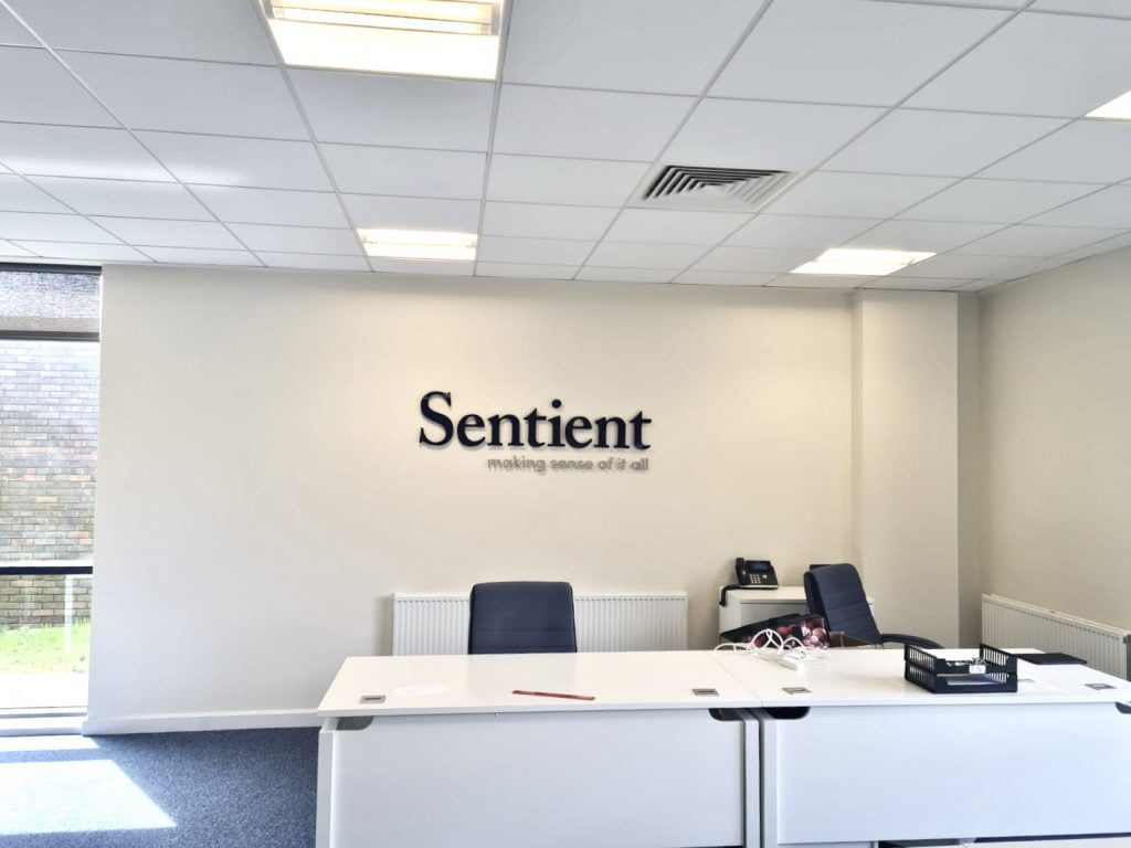 cut logo sign for leeds office