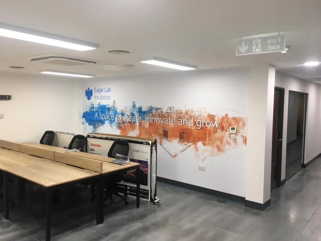 full wall graphic printed vinyl in an office in leeds