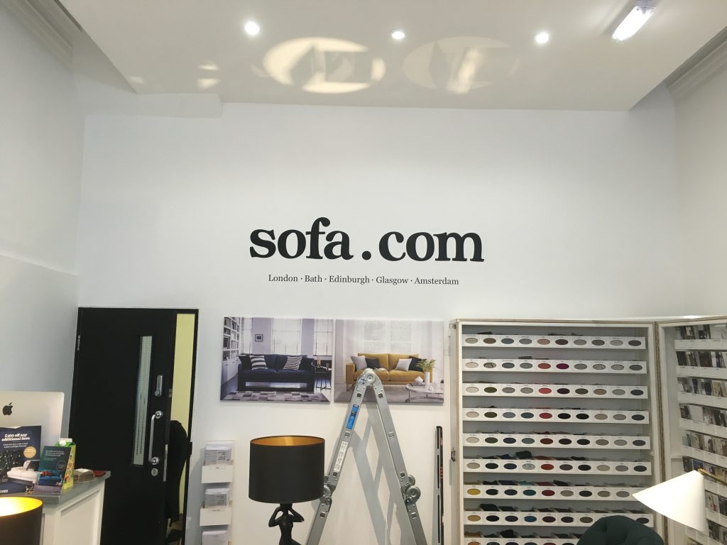 sofa.com used black cut vinyl for their wall graphics for the shop in leeds