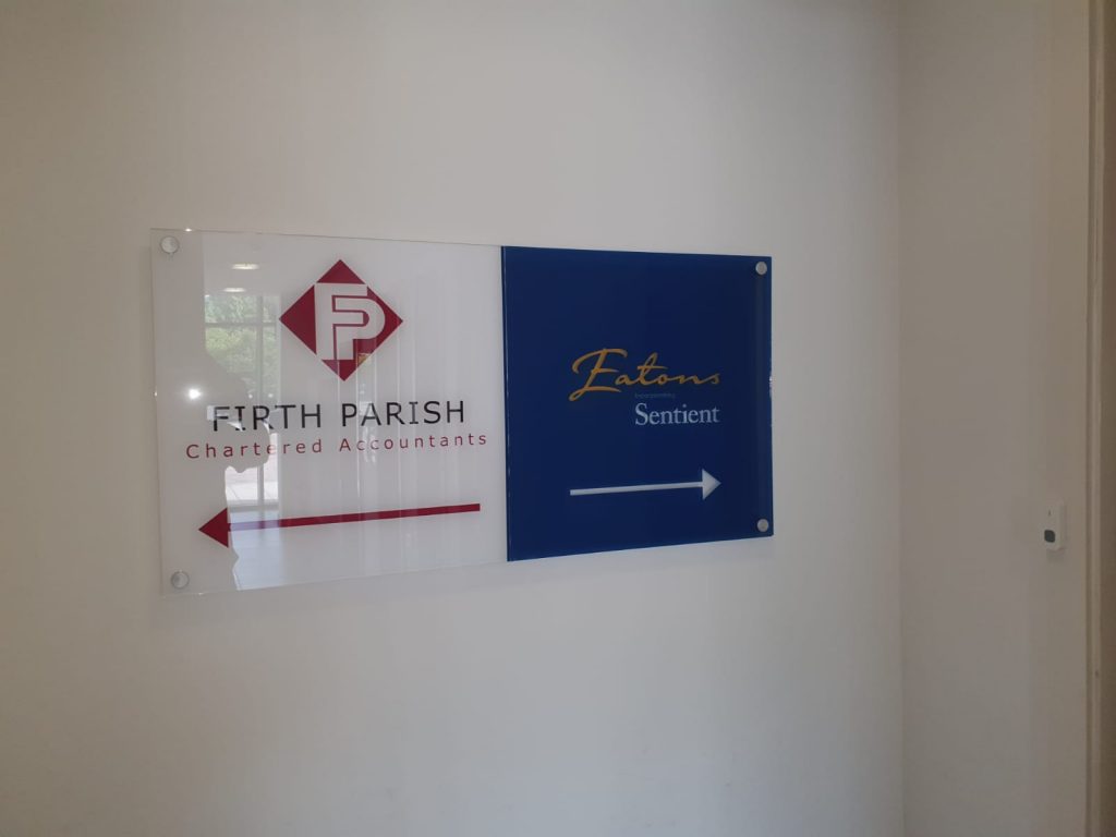 Wayfinding signs produced in acrylic