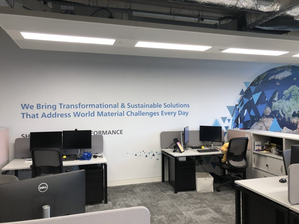 Large stretch of printed vinyl in a leeds office